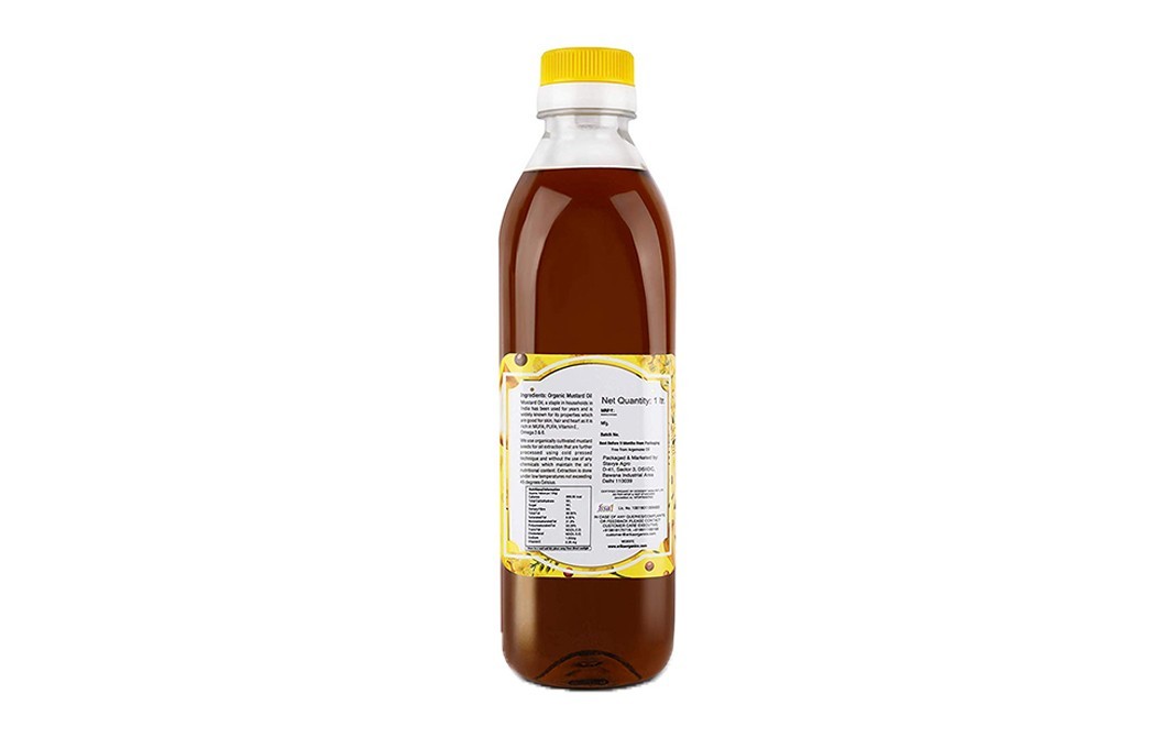 Erika Organics Organic Mustard Oil Cold Pressed   Plastic Bottle  1 litre